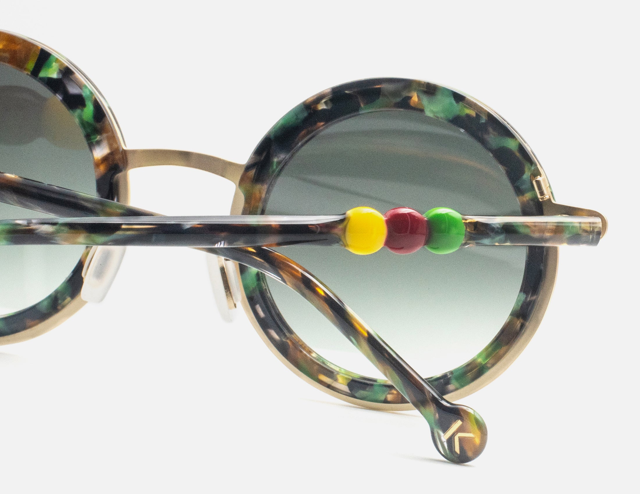 Poppy Dark Green Havana - Gold Metal - Green Gradient